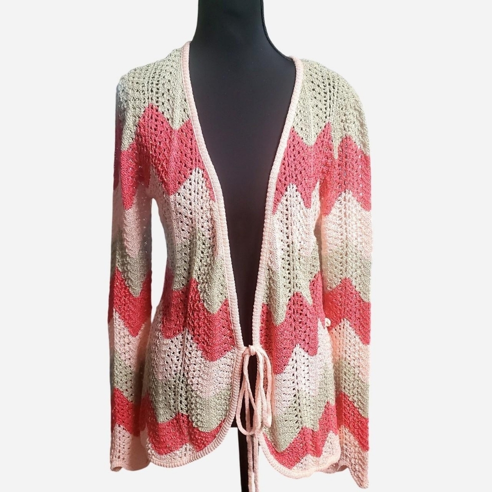 Vintage Cardigan Womens Large Boho Cottagecore Fairy Metro 7 Sparkling Crochet